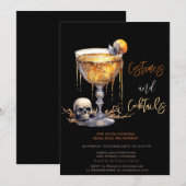 Invitation Cocktail crâne Costumes & Cocktail Halloween (Devant / Derrière)