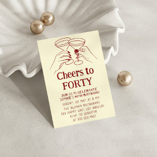 Invitation Cocktail Crème « À votre 40e anniversaire »