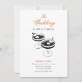 Invitation Cocktail d'amour avec le coeur couple verres maria (Devant)