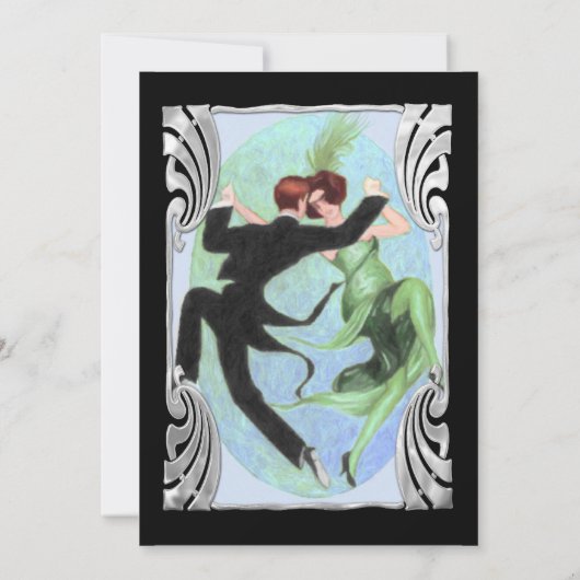 Invitation Cocktail Dancing Couple des années 20 Roaring Part (Dos)