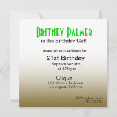 Invitation Cocktail d'anniversaire Pretty Lady olive/vert (Dos)