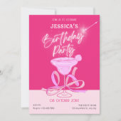 Invitation Cocktail d'anniversaire rose et pétillant (Devant)