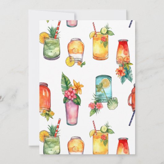 Invitation Cocktail d'aquarelle moderne fête d'anniversaire (Dos)