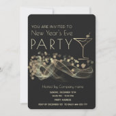 Invitation Cocktail de bokeh ondulé or le réveillon du Nouvel (Devant)