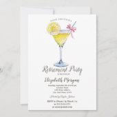 Invitation Cocktail de citron à l'aquarelle Points de polka R (Devant)