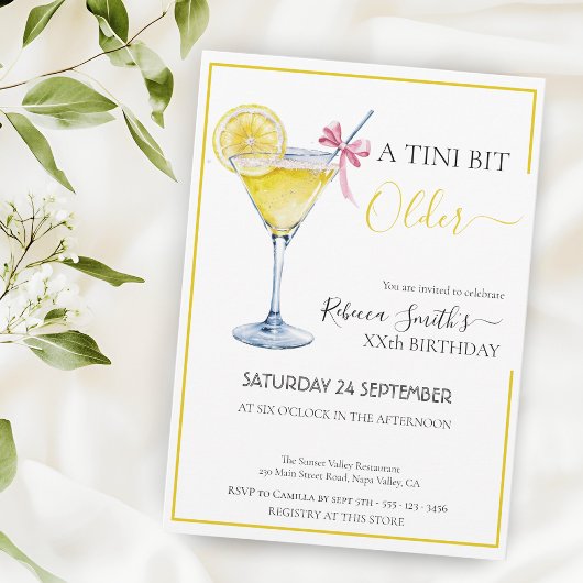 Invitation Cocktail de citron Coquette A tini bit Anniversair