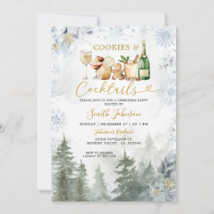 Invitation Cocktail de cookies flocons de neige Noël Fête de