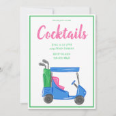 Invitation Cocktail de fête au golf dans un chariot bleu Prép (Devant)