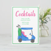 Invitation Cocktail de fête dans un chariot de golf bleu Prép (Debout devant)