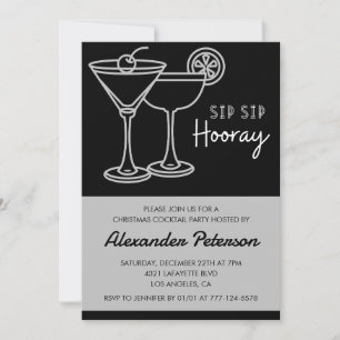 Invitation Cocktail de fête de Noël noir