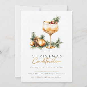 Invitation Cocktail de Fêtes Moderne Noël Cocktails Fête
