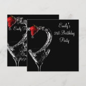 Invitation Cocktail de fraise Martini fête d'anniversaire (Devant / Derrière)