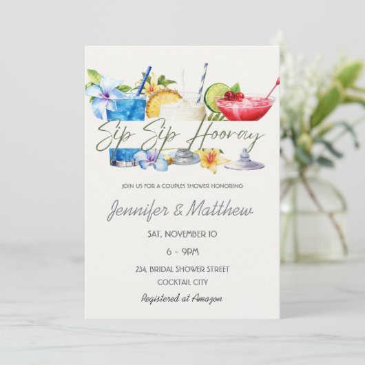 Invitation Cocktail de Fruits Santé Vive les Mariés Réception (Debout devant)