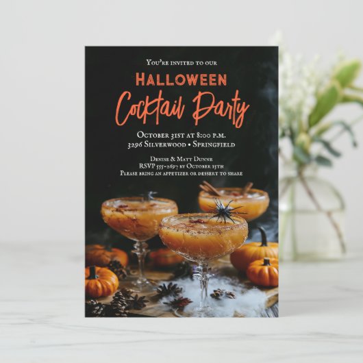 Invitation Cocktail de Martinis araignées Soirée Halloween (Debout devant)