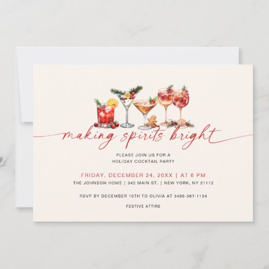 Invitation Cocktail de Noël (Devant)