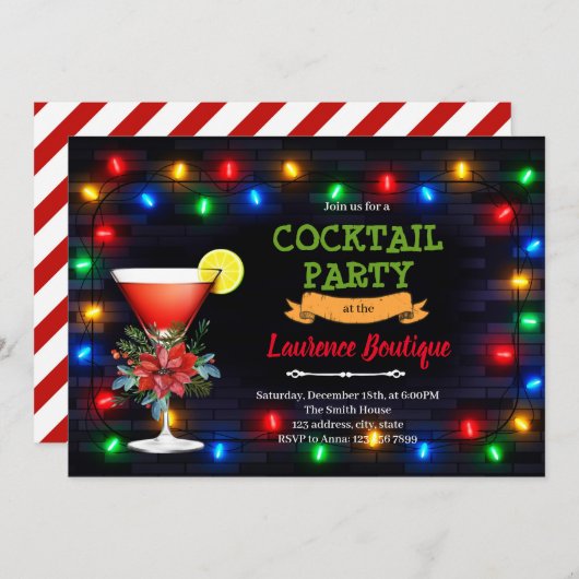 Invitation cocktail de Noël (Devant / Derrière)