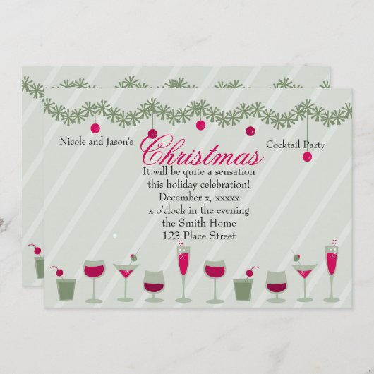 Invitation Cocktail de Noël (Devant / Derrière)