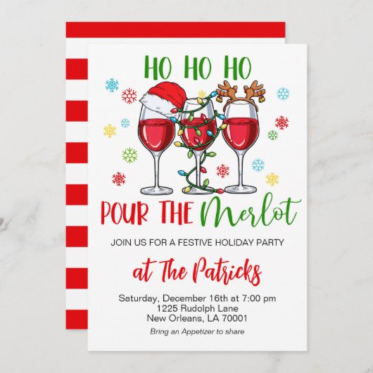 Invitation Cocktail de Noël (Devant / Derrière)