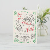 Invitation Cocktail de Noël à la main Père Noël (Debout devant)