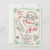 Invitation Cocktail de Noël à la main Père Noël (Devant)