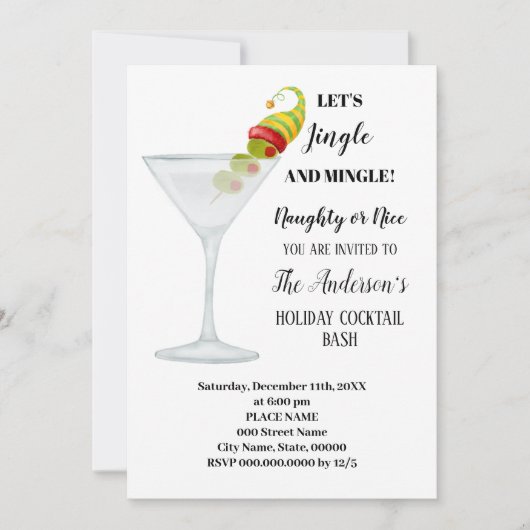 Invitation Cocktail de Noël annuel Bash (Devant)
