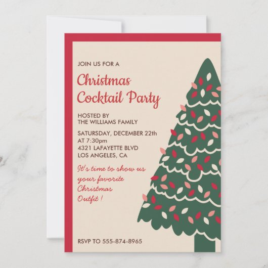 Invitation cocktail de Noël arbre géant classique (Devant)