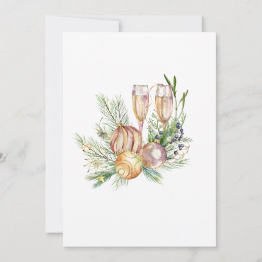 Invitation Cocktail de Noël Baubles et Champagne (Dos)