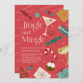 Invitation Cocktail de Noël Jingle Et Mingle (Devant / Derrière)