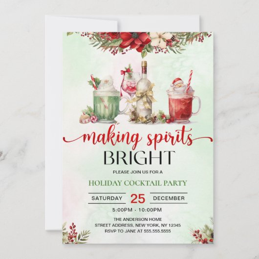 Invitation Cocktail de Noël Rendre les esprits brillants (Devant)