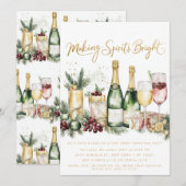 Invitation Cocktail de Noël Rendre les esprits brillants (Devant / Derrière)