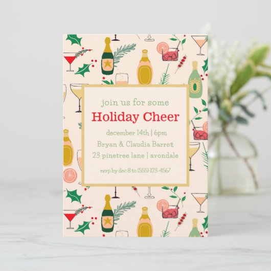 Invitation Cocktail de Noël Retro (Debout devant)