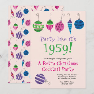 Invitation Cocktail de Noël Retro Fête Vintage