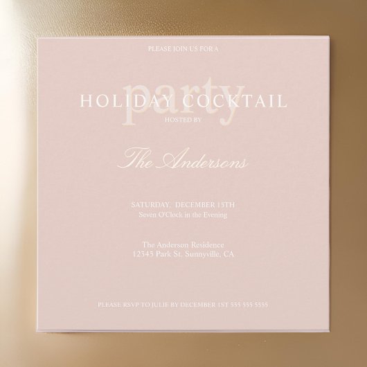 Invitation Cocktail de Noël Rose moderne