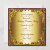 Invitation Cocktail de Noël Rouge & Or Dîner (Dos)