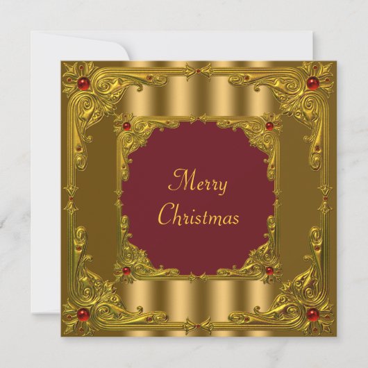 Invitation Cocktail de Noël Rouge & Or Dîner (Devant)