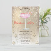 Invitation Cocktail de Noël Snowflakes Gold Christmas (Debout devant)