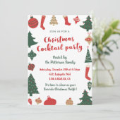 Invitation Cocktail de Noël Soirée en Arbres mignons Chausset (Debout devant)