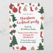 Invitation Cocktail de Noël Soirée en Arbres mignons Chausset (Devant / Derrière)