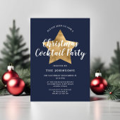 Invitation Cocktail de Noël Star Gold Navy Blue