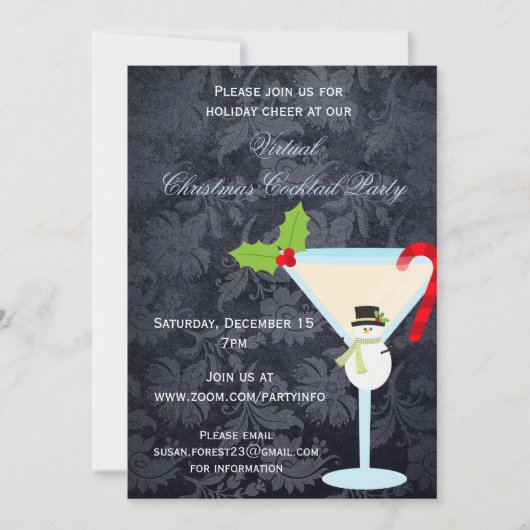Invitation Cocktail de Noël virtuel Martini (Devant)