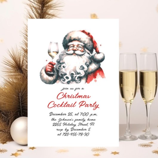 Invitation Cocktail de Noël Whimsical tiré à la main