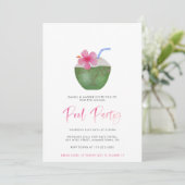 Invitation Cocktail de noix de coco Adultes Tropical Pool Par (Debout devant)