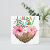 Invitation Cocktail de noix de coco Luau Anniversaire Tropica (Debout devant)