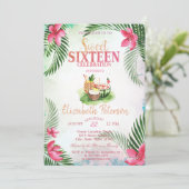 Invitation Cocktail de palme à fleurs tropicalesSummer Sweet (Debout devant)