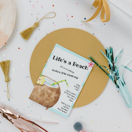 Invitation Cocktail de plage fête d'anniversaire