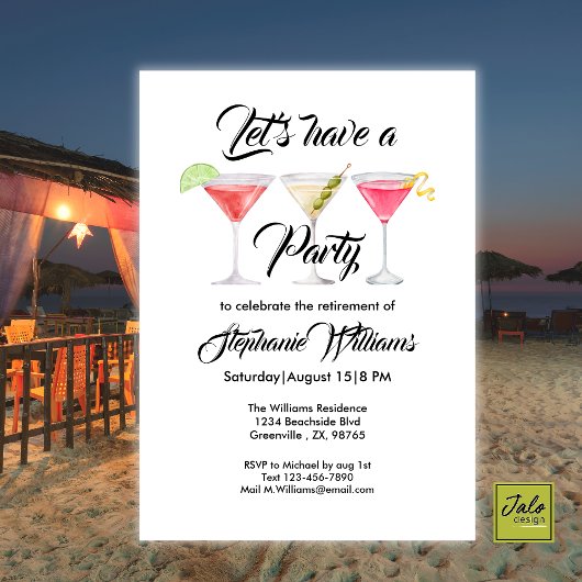 Invitation Cocktail de retraite pour femmes fête d'été
