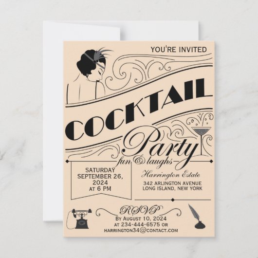 Invitation cocktail de script Whimsical (Devant)