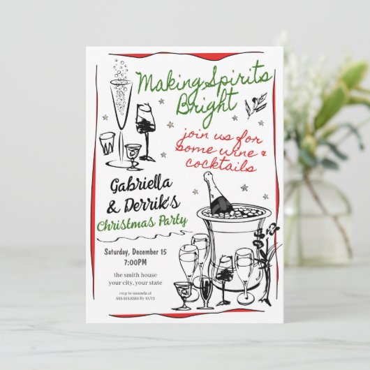 Invitation Cocktail de vacances (Debout devant)