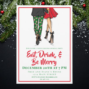 Invitation Cocktail de vacances   Festive Couple