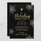 Invitation Cocktail de vacances Flammes de neige modernes en  (Devant / Derrière)